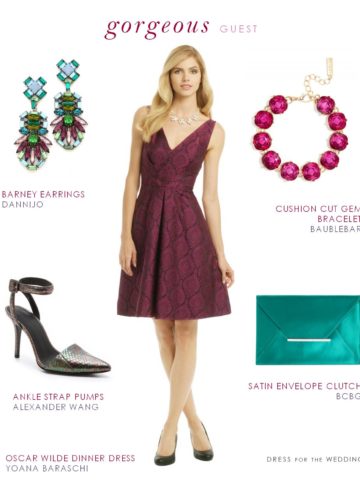 Burgundy Dress and Jewel Tone Accessories