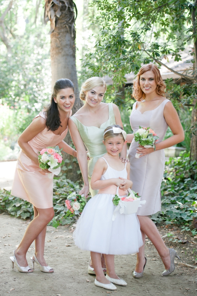 Pastel Bridesmaid Dresses and flower girl dress by Anna Elyse ( Photo by Lizzi Photography)