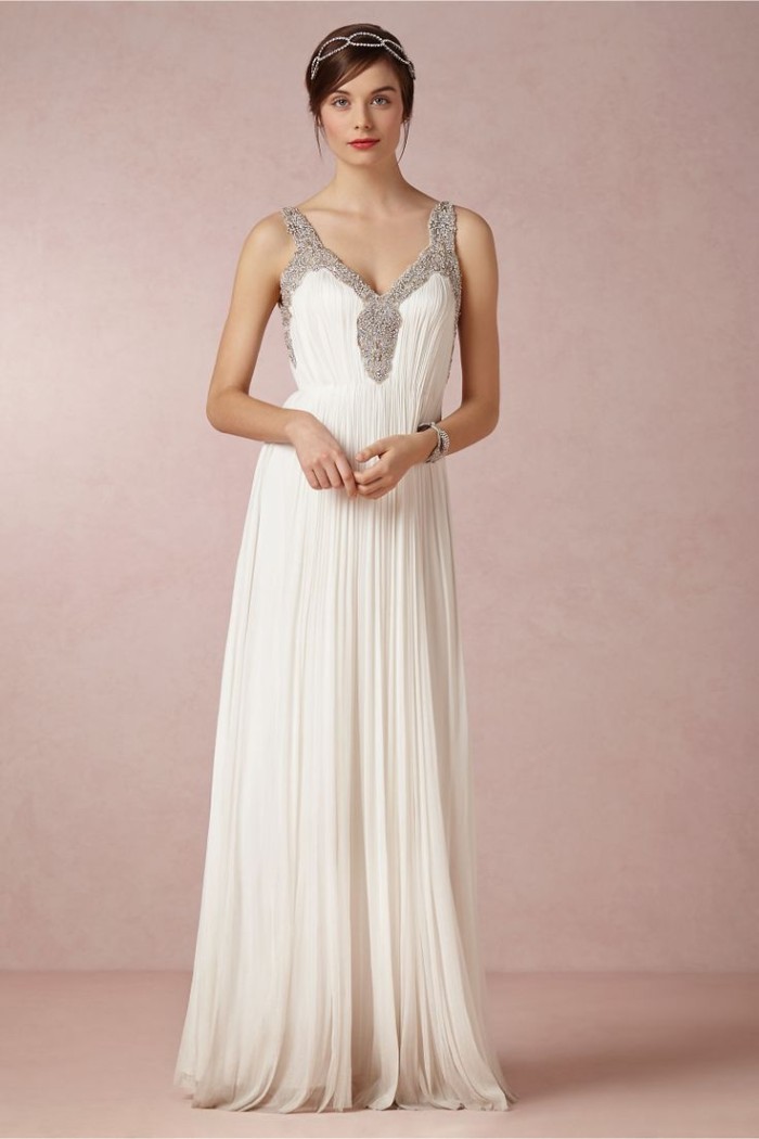 Tia Wedding Dress with embellished neckline