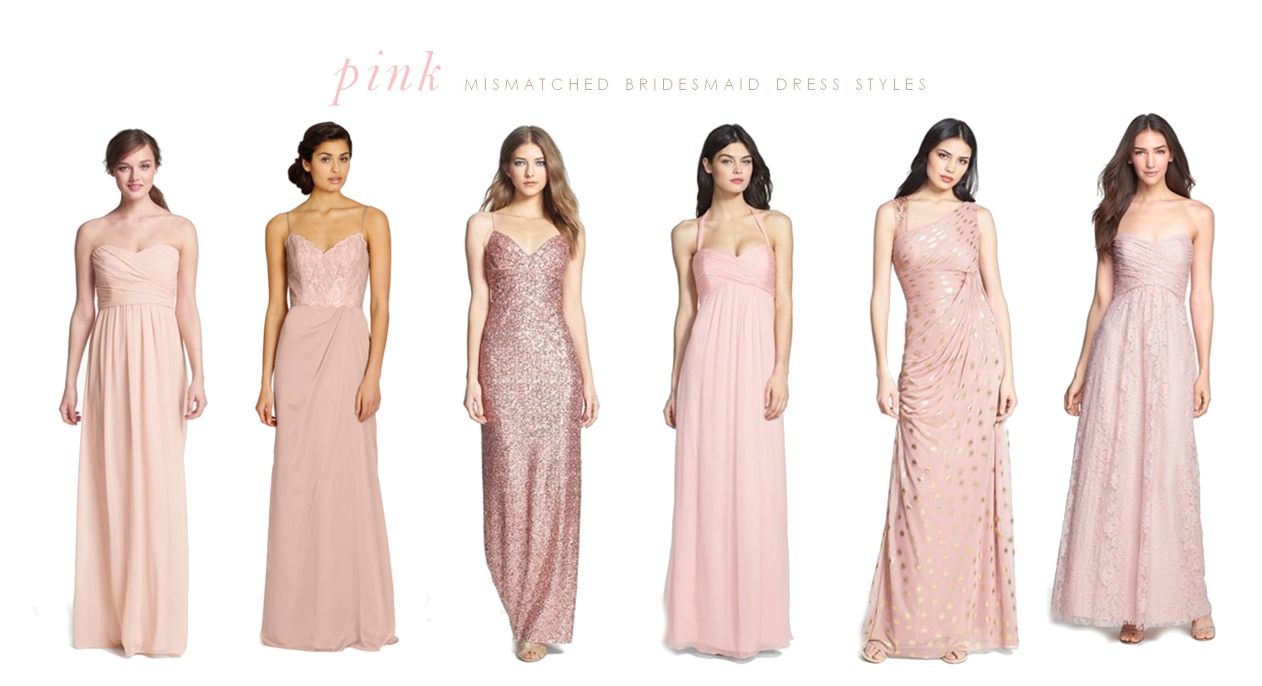 mismatched pink bridesmaid dresses