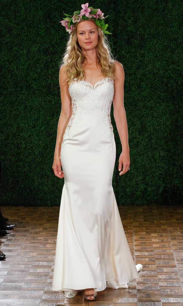 Cora style 53313 Ivory, lace, stretch satin fitted dress with illusion cutouts *size 00-15