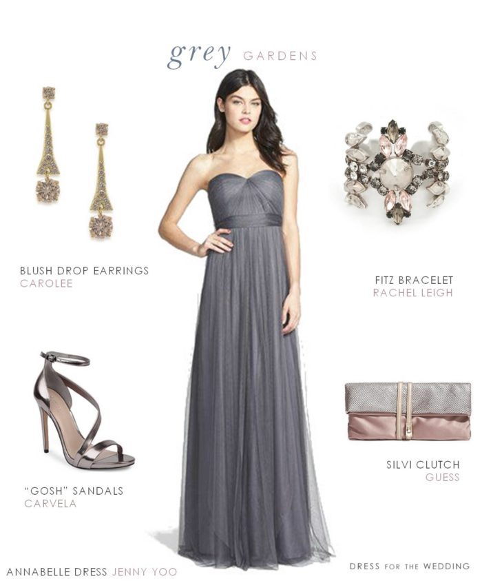 Long grey bridesmaid dress