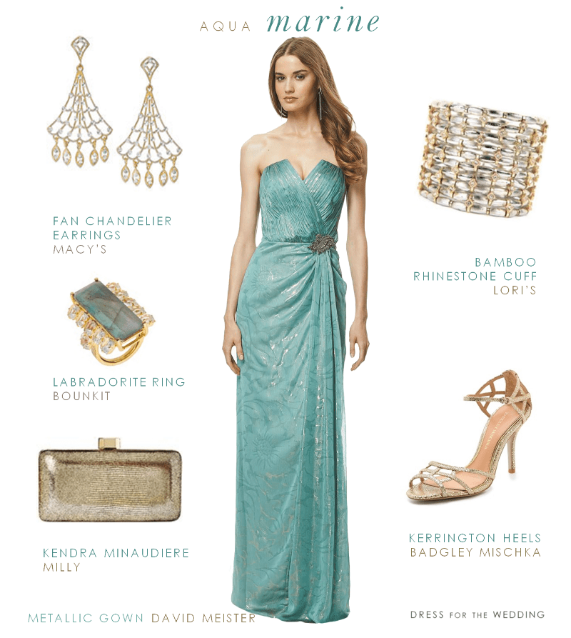 Aquamarine Evening Gown , Gown for a Black Tie Wedding