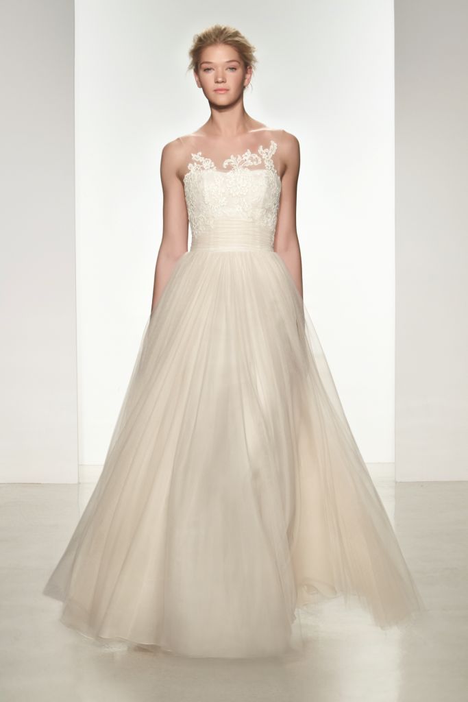 Mia, an illusion neckline wedding gown from the Christos Spring 2015 Bridal Collection