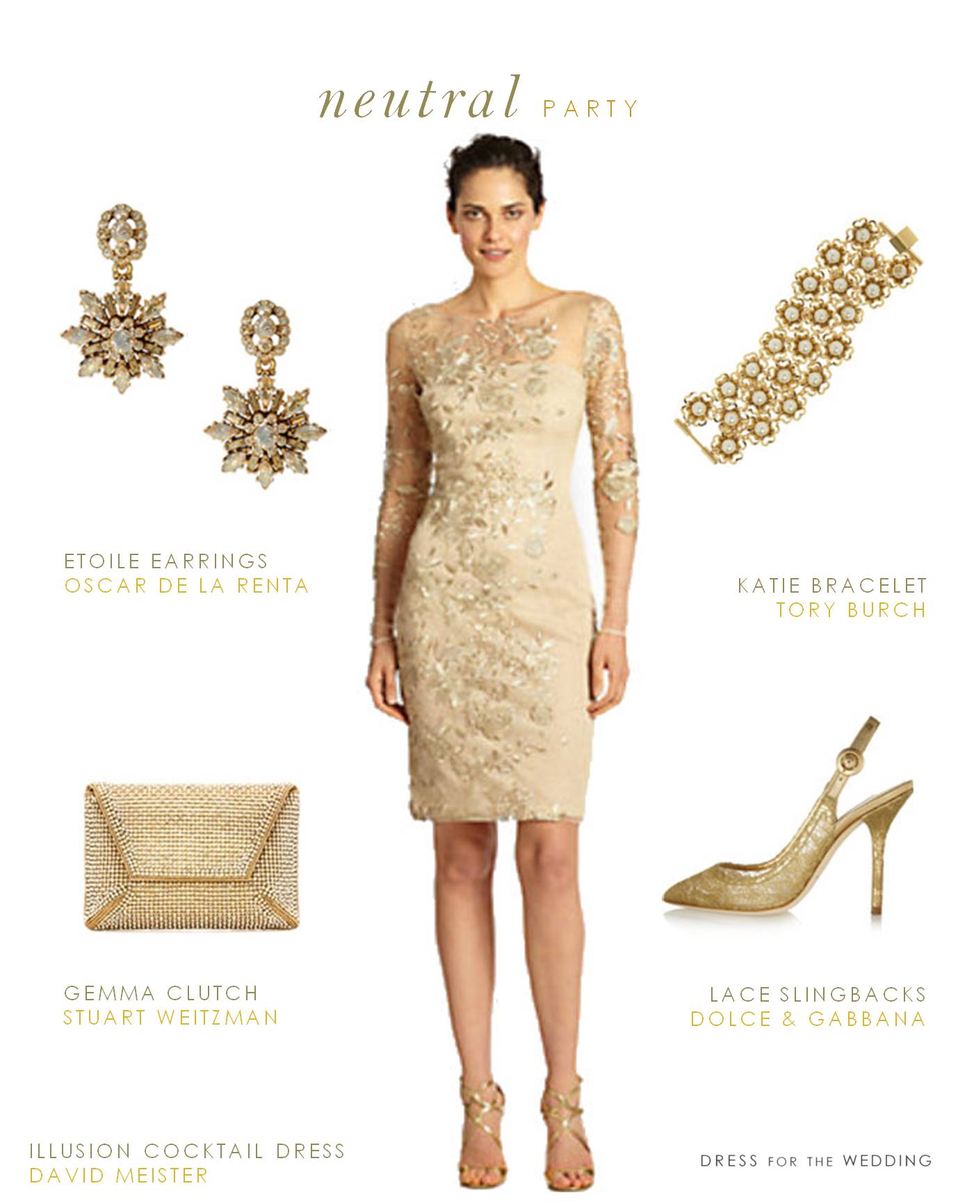 Neutral Dress  for the Mother  of the Bride  Gold Cocktail 