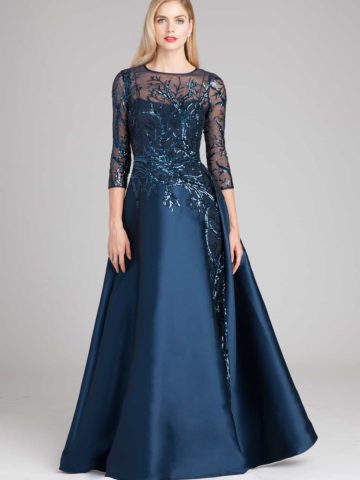 navy blue formal gown for mother of the bride