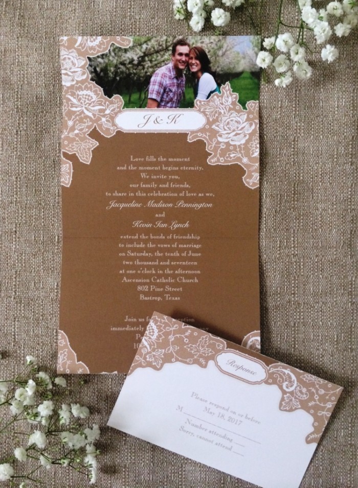 Get the Rustic look for less! Romantic Details Invitations from Ann's Bridal Bargains