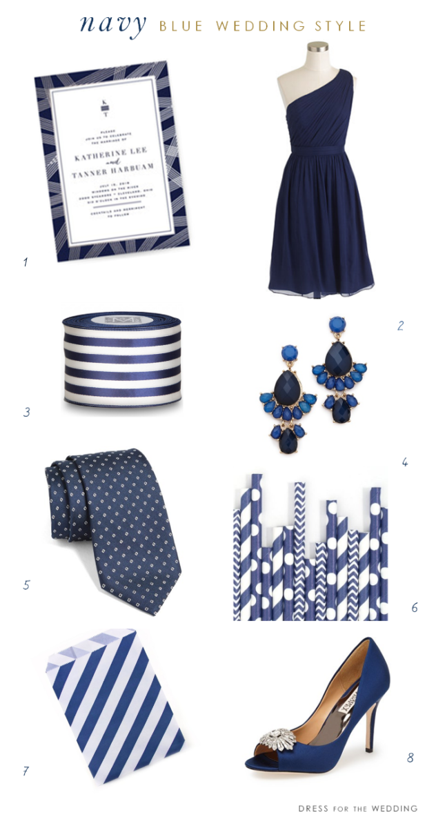 Navy Blue Wedding Decor + Attire Ideas www.dressforthewedding.com