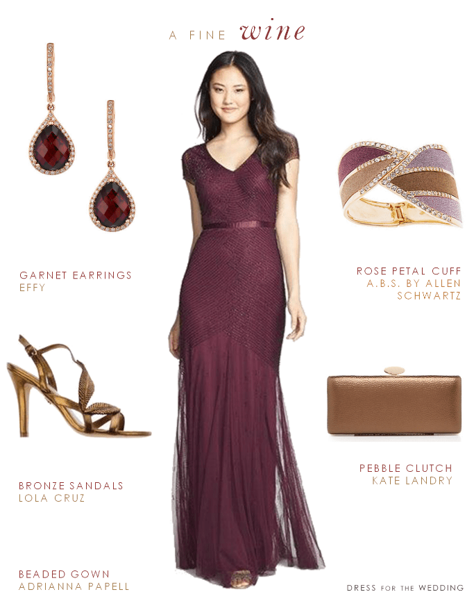 wine colored mother of the bride gown