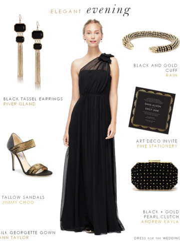 Black Evening Gown for Bridesmaids