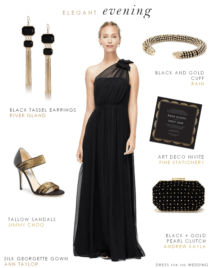 Black Evening Gown for a Wedding