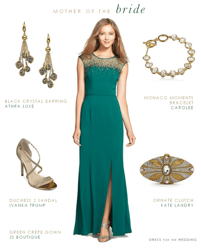 Green gown for the mother of the bride