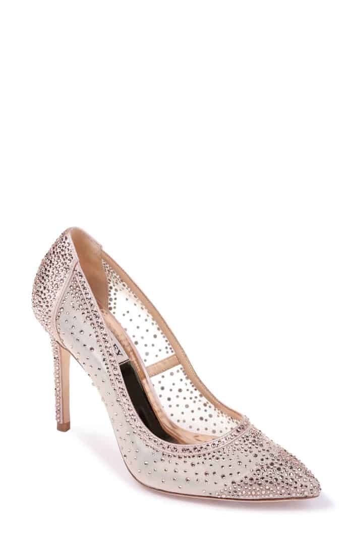 pink crystal bridal shoes for a wedding