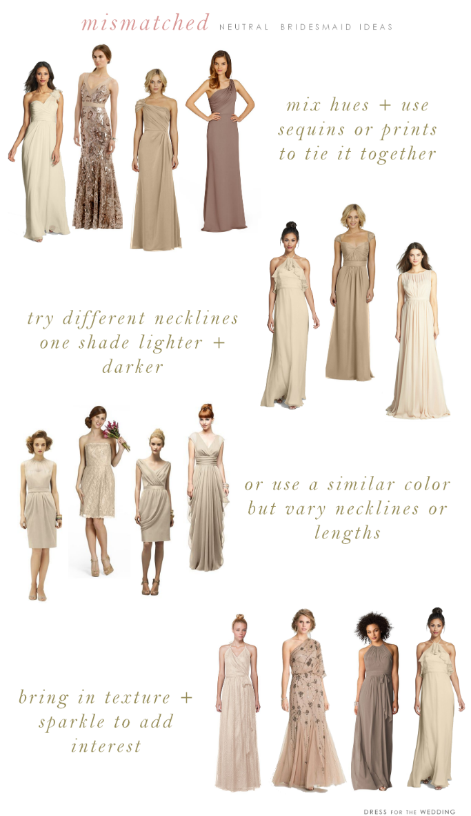 mismatched champagne bridesmaid dresses