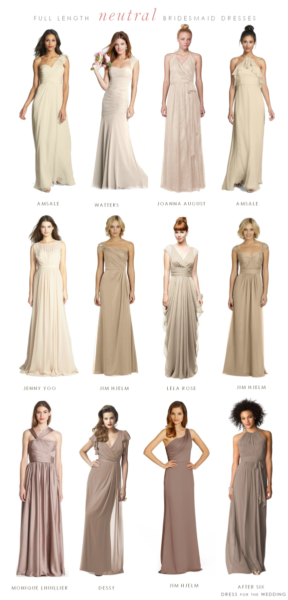 Long neutral bridesmaid dresses