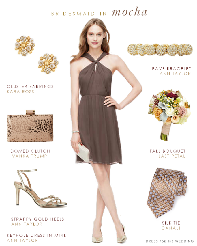 Mocha taupe bridesmaid dress for fall