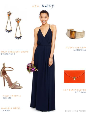 Modern navy maxi dress for bridesmaids or wedding guests