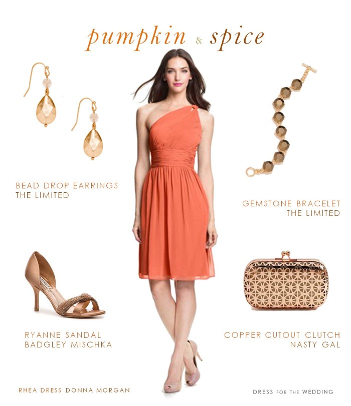 Pumpkin Orange One Shoulder Bridesmaid Dress for Fall Weddings