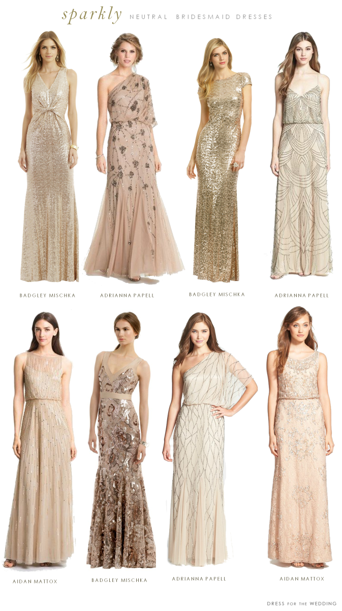 gold and champagne bridesmaid dresses