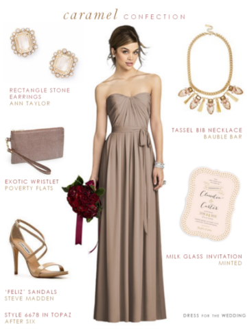 taupe dress wedding guest