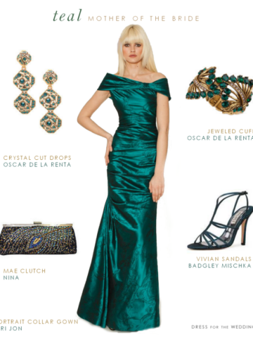 Teal evening gown for mother of the bride or mother of the groom