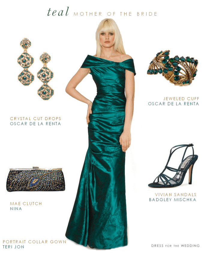Teal gown for mother of the bride or mother of the groom