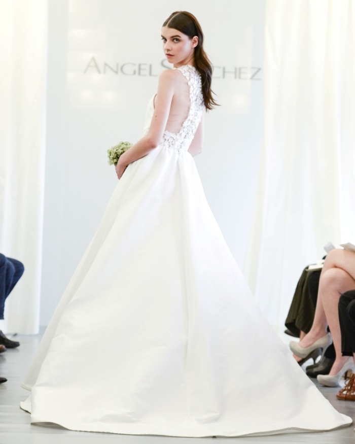 Angel Sanchez Wedding Dresses 2015 lace cut out back ball gown skirt