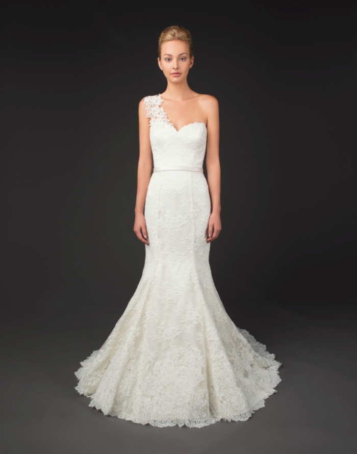 One shoulder wedding gown Kenzi by Winnie Couture Diamond Label