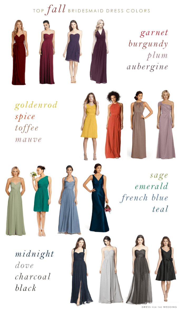 Top colors for bridesmaid dresses for fall