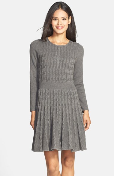 Cable knit sweater dress