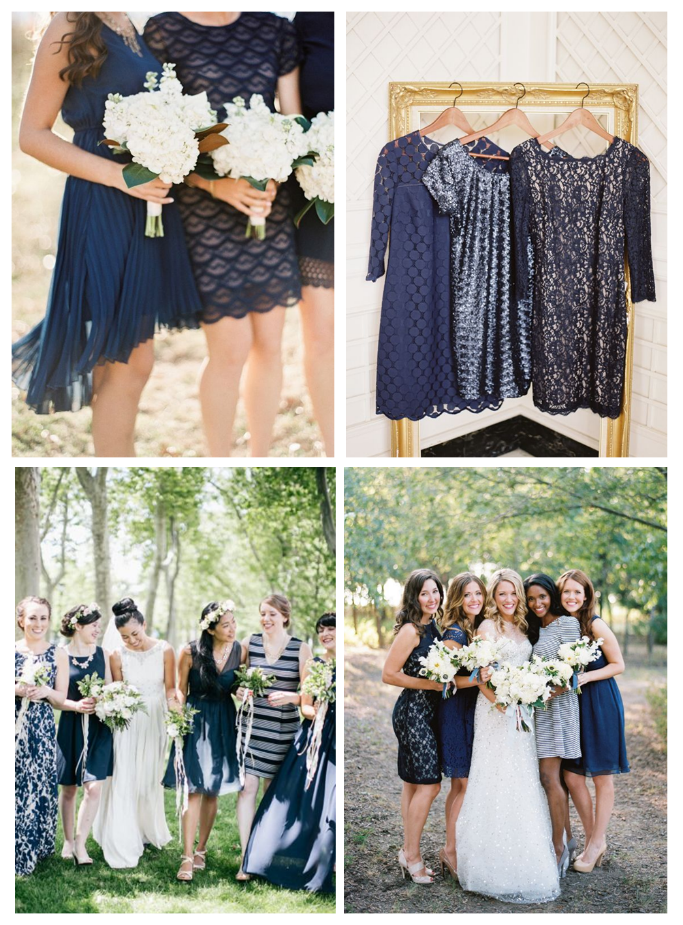 bridesmaids in navy blue