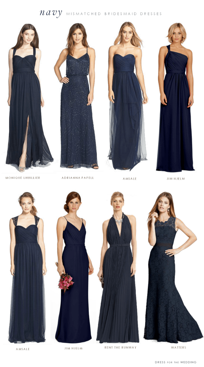 navy blue and burgundy bridesmaid dresses