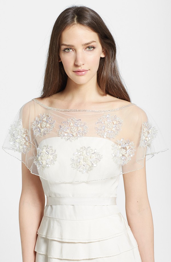 embellished capelet for a bride