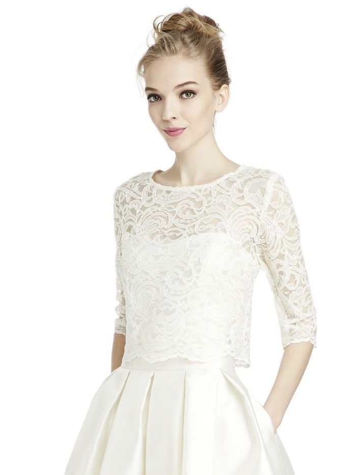 crop top lace 3/4 wedding dress topper