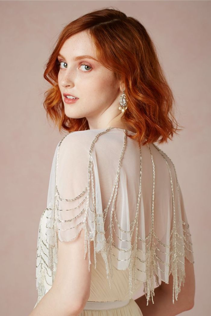 Embellished cape for a bride from BHLDN