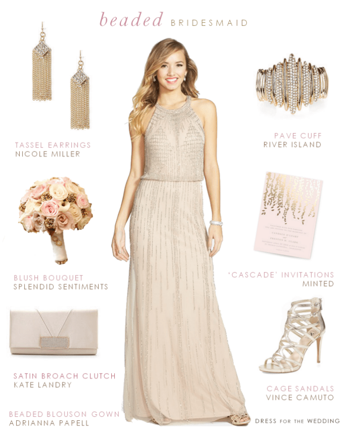 adrianna papell beaded bridesmaid dress