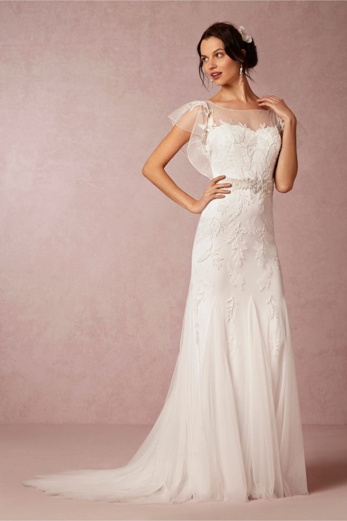 'Bettina' aFlutter sleeve wedding gown from BHLDN