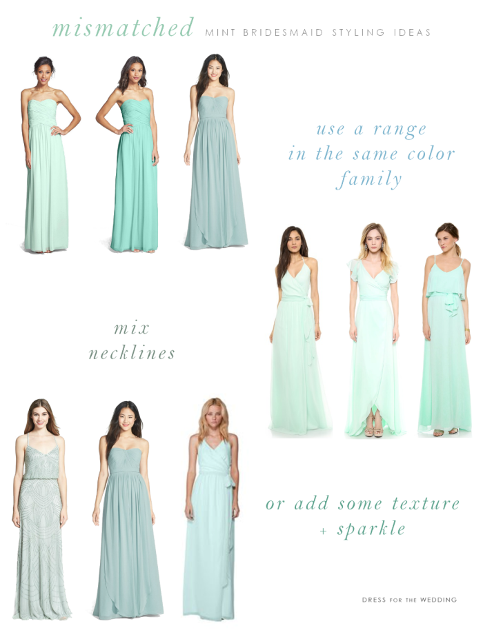 Mix and match mint bridesmaid dresses