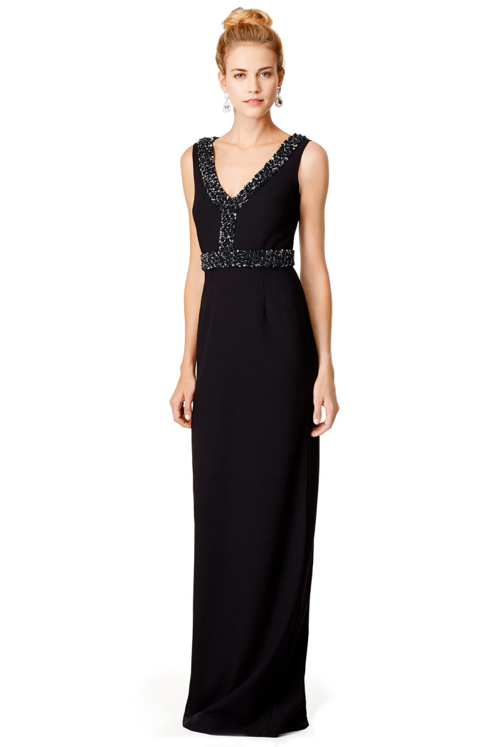 Embellished black evening gown