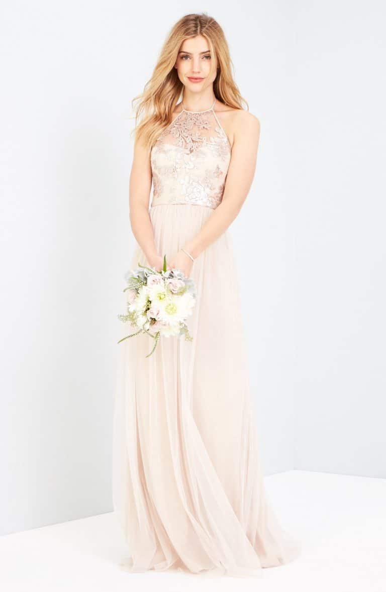 neutral sequin bridesmaid dresses