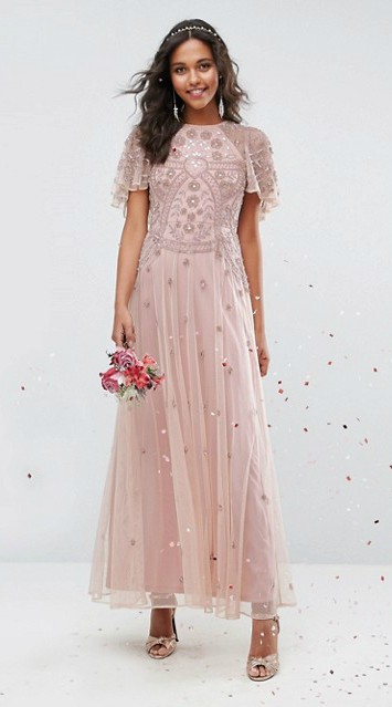 light pink sequin bridesmaid dress