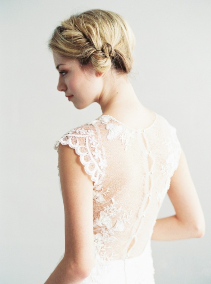 Delicate lace back wedding gown by Saint Isabel