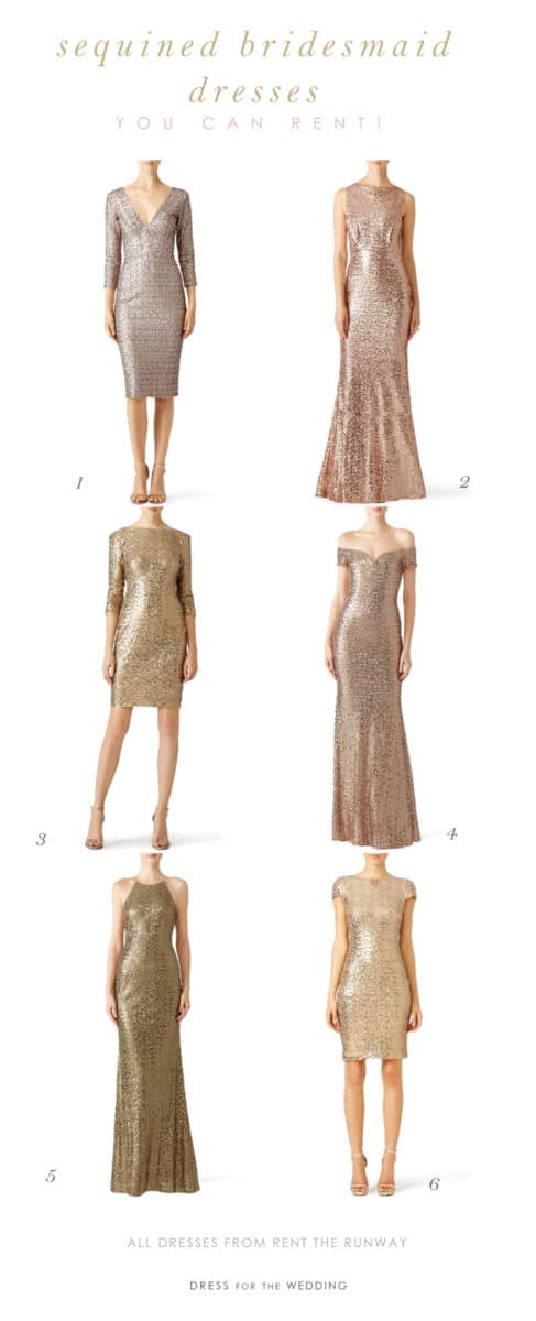 Gold Sequin Bridesmaid Dresses for Rent