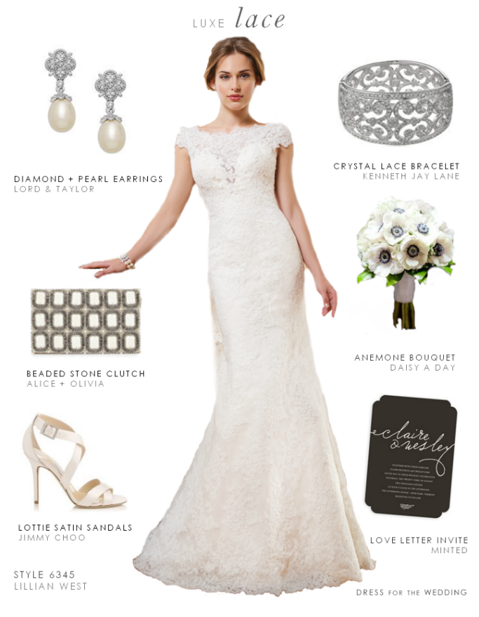 lace bridal gown with cap sleeves