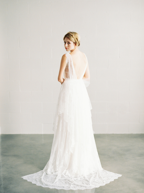 Lace wedding gown with sheer straps Cecilia by Saint Isabel