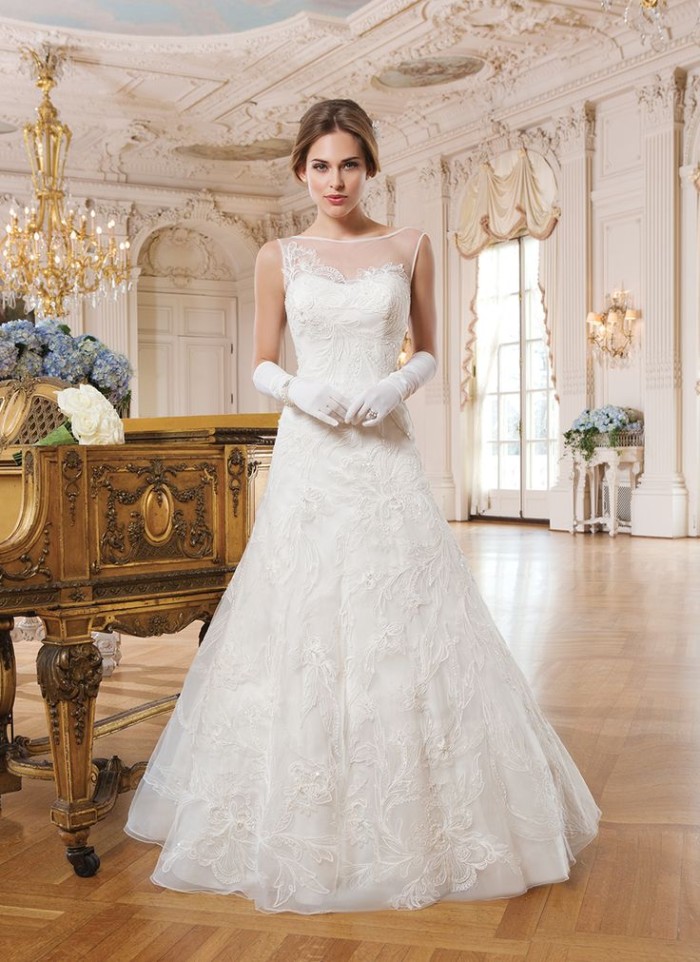 Lillian West bridal gown with Sabrina neckline style 6353