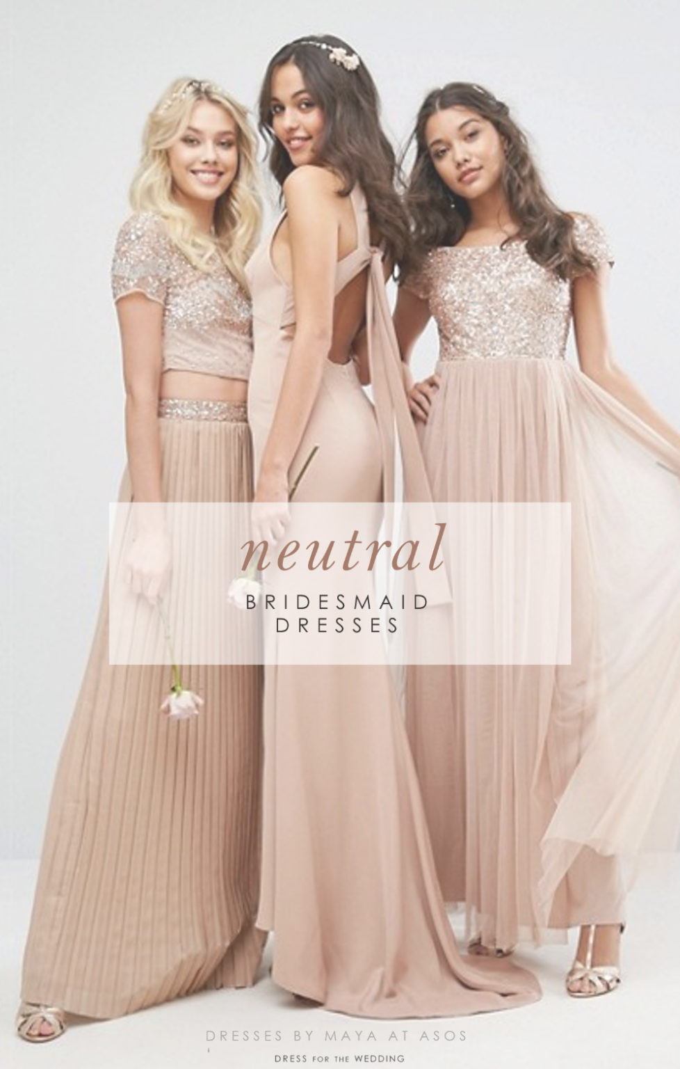 neutral sequin bridesmaid dresses