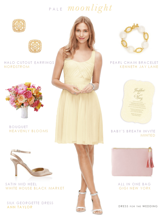 Pale yellow bridesmaid dress