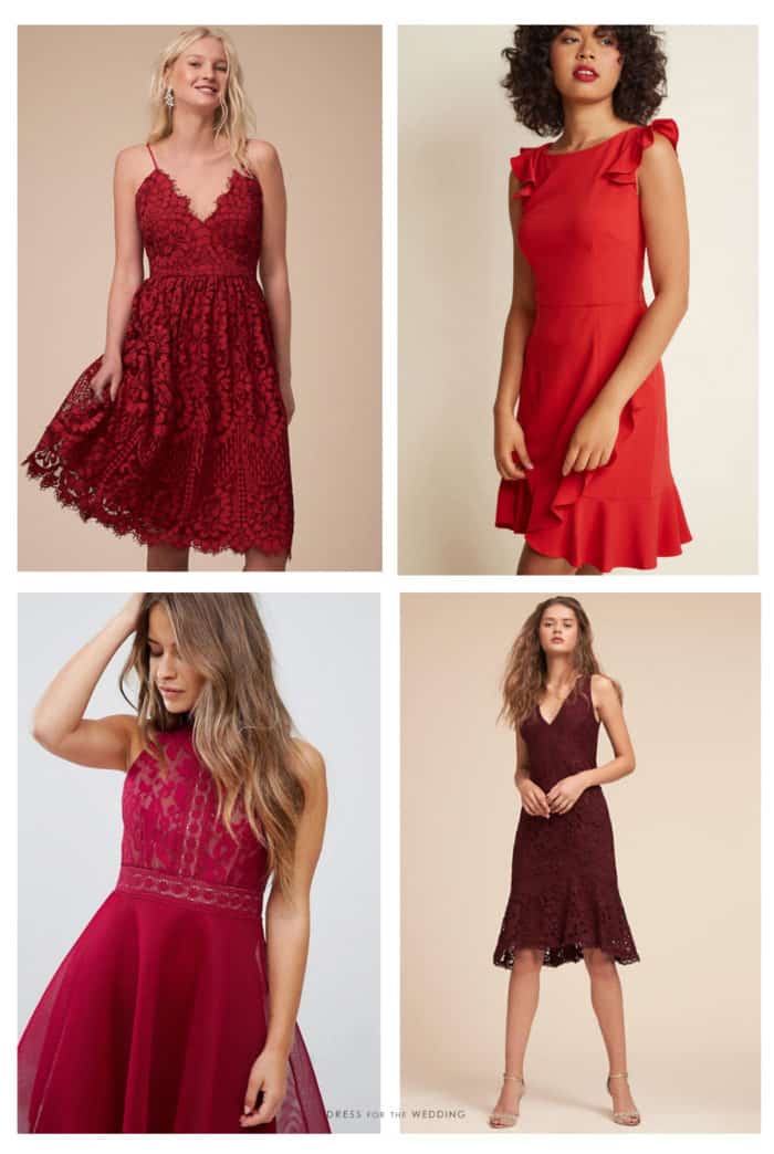 dark red dress for wedding guest