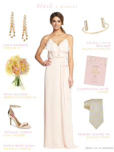Blush Petal Cascade Ruffled Chiffon Gown